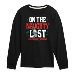Boys' - SpongeBob SquarePants - Plankton Naughty List Long Sleeve Graphic T-Shirt - 1 of 4