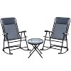 Resenkos Outdoor Folding Rocking Chair Patio Table Seating Set, 2 Rocking Chairs, 1 Side Table,Sling Mesh Fabric, Sponge, Steel Frame, - 2 of 4