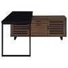 60" L-Shaped Desk with Dual Desktop Work Surfaces, Wood Grain Finish, Home Office Workstation with Storage Drawers and Shelves -3irtyhousy - 3 of 4