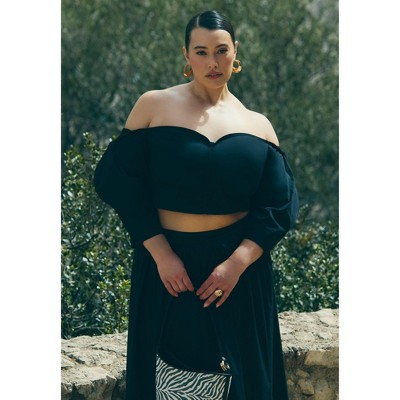 ELOQUII Off The Shoulder Sweetheart Neckline Top