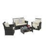 4-Piece Outdoor Patio Rattan Conversation Sofa Set with Tempered Glass Coffee Table - 2 of 4