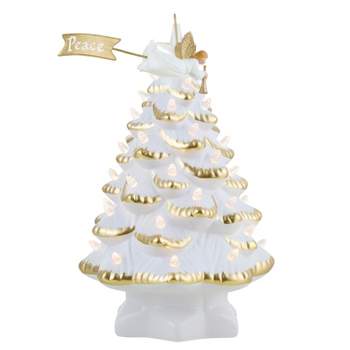 Mr. Christmas Animated Nostalgic Ceramic LED White Christmas Tree - 14"