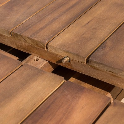 Wilson Teak Finish Acacia Wood Expandable Dining Table
