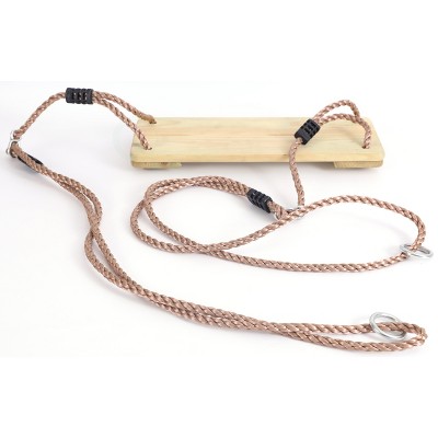 Natural Wood Outdoor Tree Swing with Adjustable Ropes