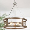 LNC Gartin 5-Light  20.5" Farmhouse Drum Medium Chandelier, Silver Gray and Antique Bown Wood Tone - 2 of 4