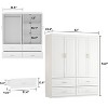 FUFU&GAGA Pure White Large Space Wardrobe 4 Doors 4 Drawers Line Patterns - image 3 of 4