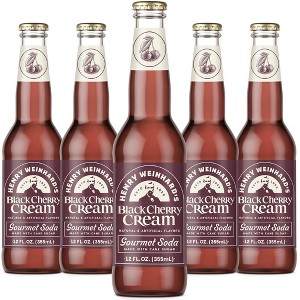 Henry Weinhard's Black Cherry Cream 5 Pack | 12oz Glass Bottles | Classic American Flavor | Premium Craft Soda - 1 of 1
