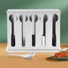 YIYIBYUS Utensil Dispenser, 5 Compartment Stainless Steel Cutlery Organizer, Forks Spoons Dispenser - 3 of 4