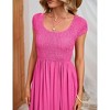 Women's Maternity Dress Casual Summer Round Neck Short Sleeve Smocked High Waist Maxi Dress with Pockets - 4 of 4