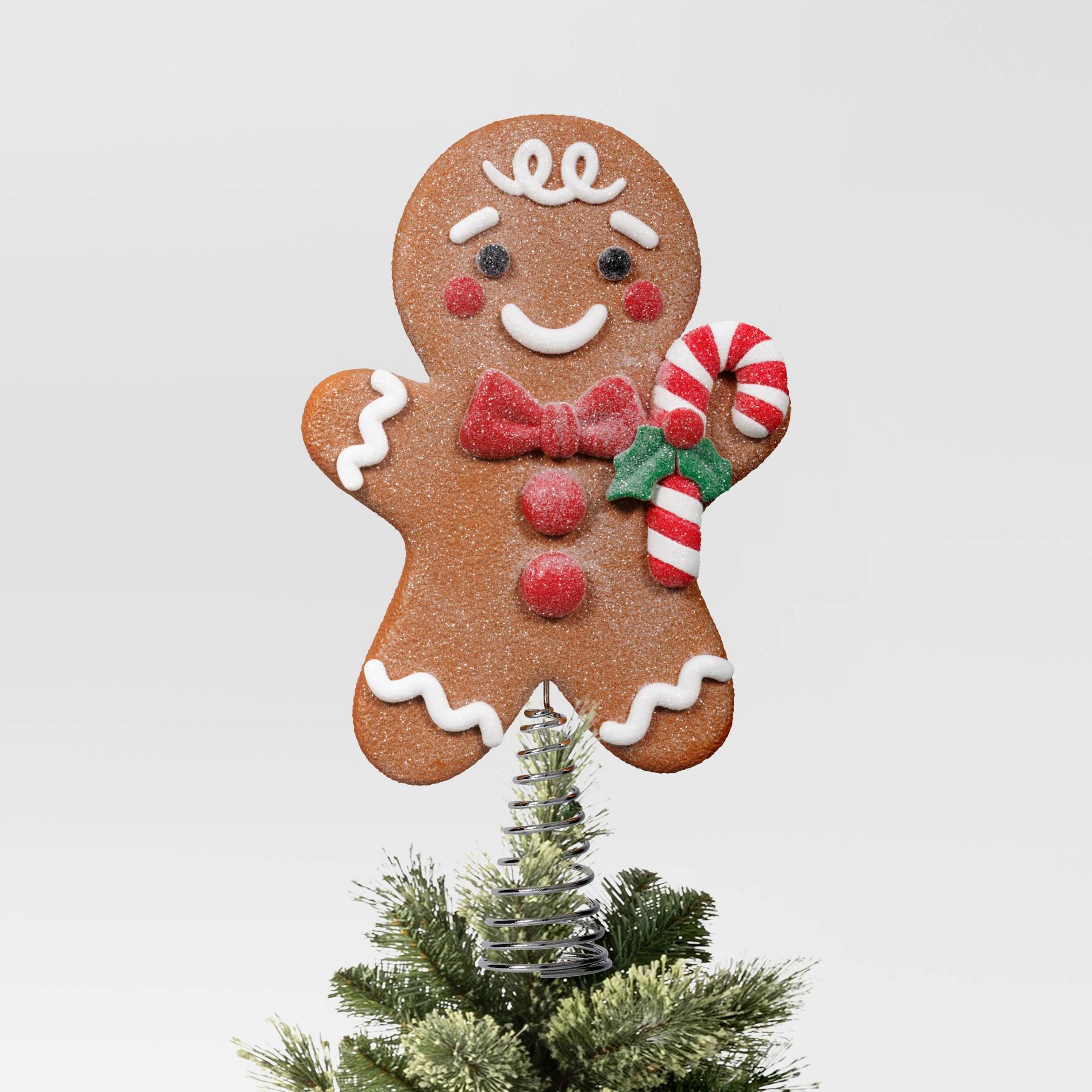Christmas Plastic Gingerbread Man Tree Topper Candy Cane - Wondershop™