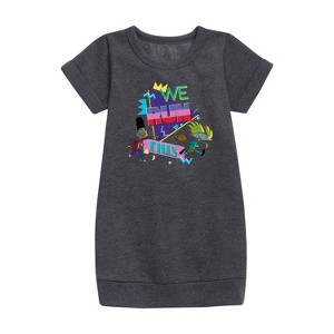 - Hey Arnold! - Retro Arnold and Gerald Graphic Short Sleeve Fleece Dress - 1 of 3