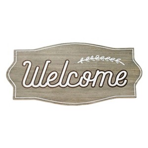 VIP Wood 15.75 in. White Welcome with Leaf Wall Decor - 1 of 2