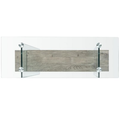 Kayley Grey Oak and Glass Console Table with Geometric Lines