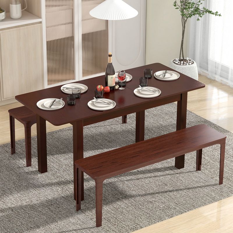 Costway Extendable Dining Table Folding Rubber Wood Table for 4 People with Safety Locks, 5 of 11