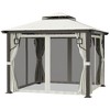 Outsunny 10' x 10' Patio Gazebo Outdoor Canopy Shelter with Aluminum Frame, Double Tier Roof, Netting and Curtains for Garden, Lawn, Cream White - 4 of 4