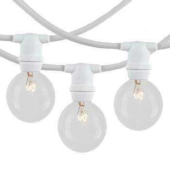Novelty Lights Globe Outdoor String Lights with 100 Bulbs G30 Vintage Bulbs White Wire 100 Feet