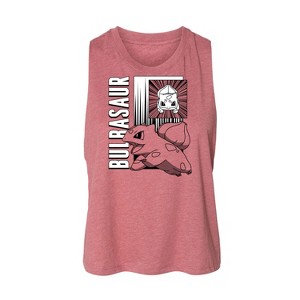 Women's Pokémon Bulbasaur Panels Graphic Racerback Tank - Heather Mauve - Small - 1 of 2