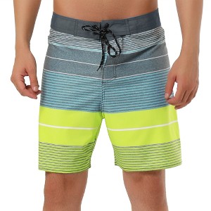 Lars Amadeus Men's Summer Printed Drawstring Color Block Swim Beach Shorts Boardshorts - 1 of 4