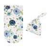 Sweet Jojo Designs Girl Baby Cocoon and Beanie Hat Swaddle Wrap Watercolor Floral Blue and Pink 2pc - 2 of 4