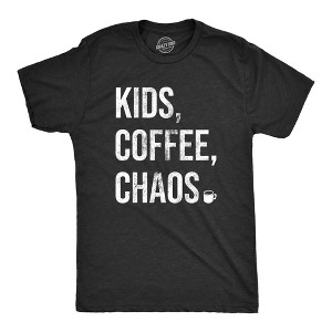 Mens Kids Coffee Chaos T Shirt Funny Caffeine Addicts Parenting Crazy Children Joke Tee For Guys - Crazy Dog Men's T Shirt - 1 of 4