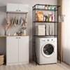 VEVOR Over Washer and Dryer Storage Shelf, 3 Tiers Laundry Room Drying Rack with Hanger Rod and Hooks, Single Row Washer Shelves Space Saver, Black - 2 of 4