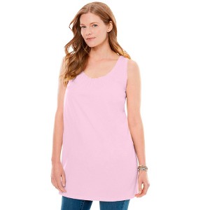 Woman Within Plus Size Perfect Sleeveless Shirred U-Neck Tunic - 1 of 4