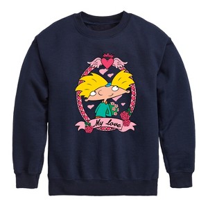 Boys' - Hey Arnold! - Valentine's My Love Graphic Long Sleeve Fleece Sweatshirt - 1 of 4