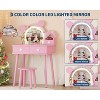 TackView Kids Vanity Set, Girls Princess Bear-Shaped Make Up Vanity Desk with Mirro&Stool, Toddler Make Up Table Set for Bedroom - 2 of 4