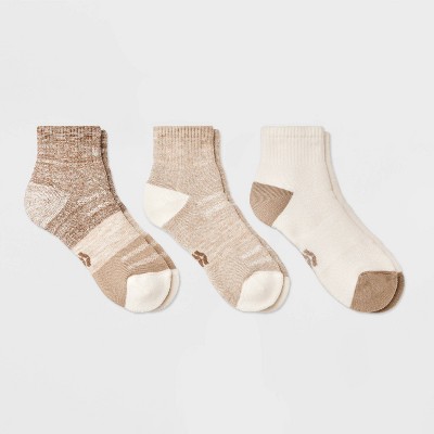 Women's Scallop Edge 3pk Ankle Socks - Universal Thread™ Oatmeal/cream ...