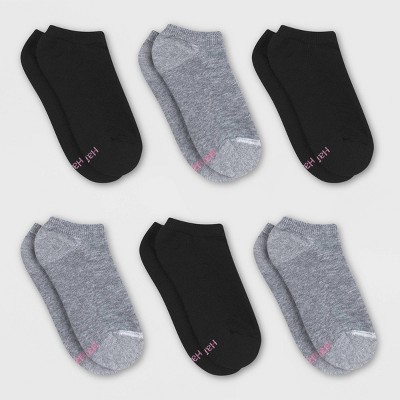 Hanes Premium Women's Cushioned 6pk No Show Socks - Black 5-9