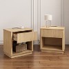 Airsurfer Compact Natural Oak Nightstand Modern Bedside Table with Storage Bedroom Furniture for Bedroom Organization - 3 of 4