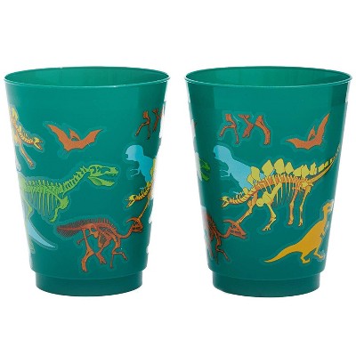 Blue Panda 16-Pack Dinosaur Disposable Plastic Tumbler Cups 16 oz for Kids Party Supplies