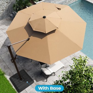 Crestlive Products 11.5FT Round Double Top Patio Offset Cantilever Umbrella With Base Set UV30+ Outdoor 360 Degree Rotation 7 Heights Adjustable - 1 of 4