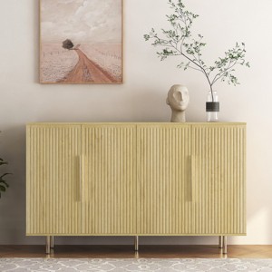 56.7" Fluted Sideboard Buffet Cabinet, Modern Credenza with Adjustable Shelves for Dining Room, Large Accent Console-3irtyhousy - 1 of 4