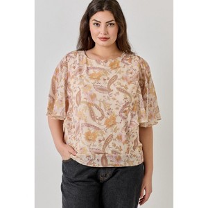 WEST K Women's Chiffon Tie Back Blouse with Flutter Sleeve - 1 of 4