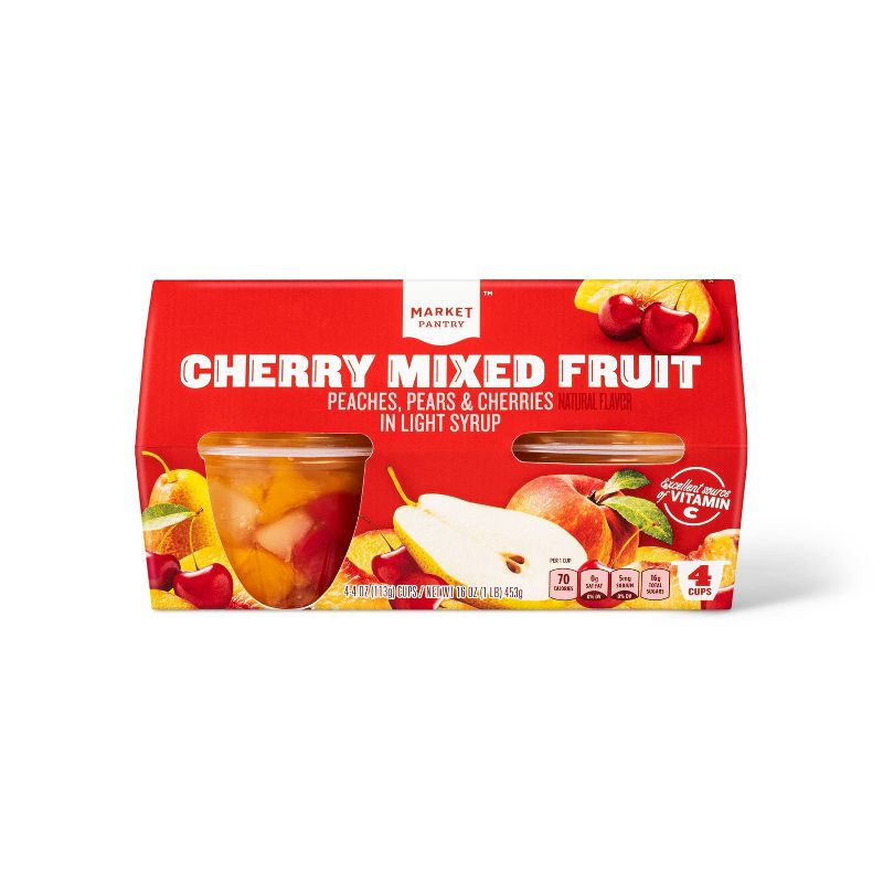 Cherry Mixed Fruit Cups 4ct - Market Pantry&#8482;, 1 of 4