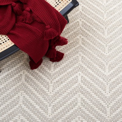 Ivory Elegance 6' Square Hand-Woven Flatweave Rug in Wool & Synthetic Blend