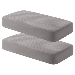 Aoibox Waterproof Mini Crib Mattress Protector 2 Pack Quilted 24x38 Fitted Soft Breathable Washable Cover Grey - 1 of 4