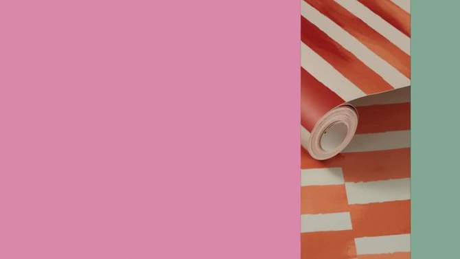 Ophelia Striped Peel and Stick Wallpaper Coral/Off White - Opalhouse&#8482; designed with Jungalow&#8482;, 2 of 13, play video
