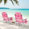 Tangkula 2PCS Folding Backpack Lay Flat Beach Chairs Table Set 5-Position Outdoor Reclining Chair Hot Pink - 2 of 4