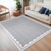 Washable Modern Bordered Rug Non Slip Low Pile Rug Soft Contemporary Throw Floor Cover Foldable Indoor Carpet for Living Room Bedroom Nursery - 2 of 4