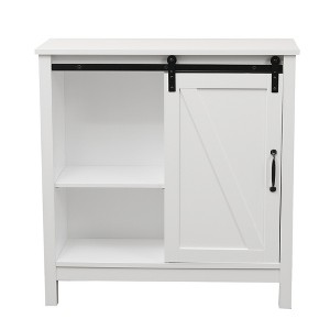 LuxenHome Farmhouse White MDF Wood Bathroom Storage Cabinet - 1 of 4