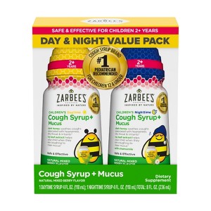 Zarbee's Kid's Cough + Mucus Day/Night with Honey, Ivy Leaf, Zinc & Elderberry - Mixed Berry - 8 fl oz - 1 of 4