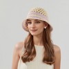 Anna-Kaci Crochet Knit Bucket Hat with Openwork Floral Pattern and Rolled Brim for Lightweight Summer Style - 3 of 4