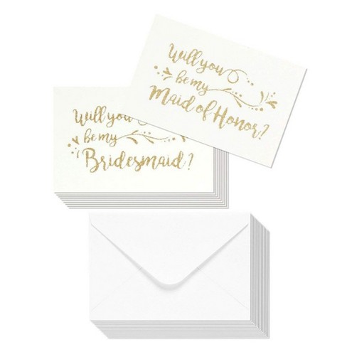 4 Will You Be My Bridesmaid/MOH Cards With Envelopes Bridal Shower Party Cards 