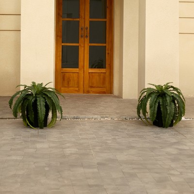 DR.Planzen Artificial Fern Plant in 15.7"/16'' Plastic Planter (3 Colors) - Faux Indoor/Outdoor Floor Plants Tall House Plant (Set of 2)