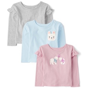 The Children's Place Baby Girls Long Sleeve Polar Bear Top 3-Pack - 1 of 4
