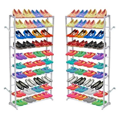 vidaXL 1/2x 40 Pair Free Standing 10 Tier Shoe Tower Rack Organizer Shelf - Set of 2
