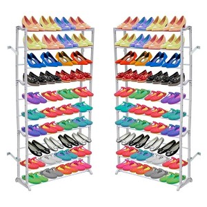 vidaXL 1/2x 40 Pair Free Standing 10 Tier Shoe Tower Rack Organizer Shelf - Set of 2 - 1 of 4