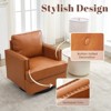 Hyleory Swivel Barrel Chair,31.9" W Modern Leather Accent Chairs Upholstered Comfy 360 Degree Swivel Club Sofa Chair for Nursery Living Room - 4 of 4